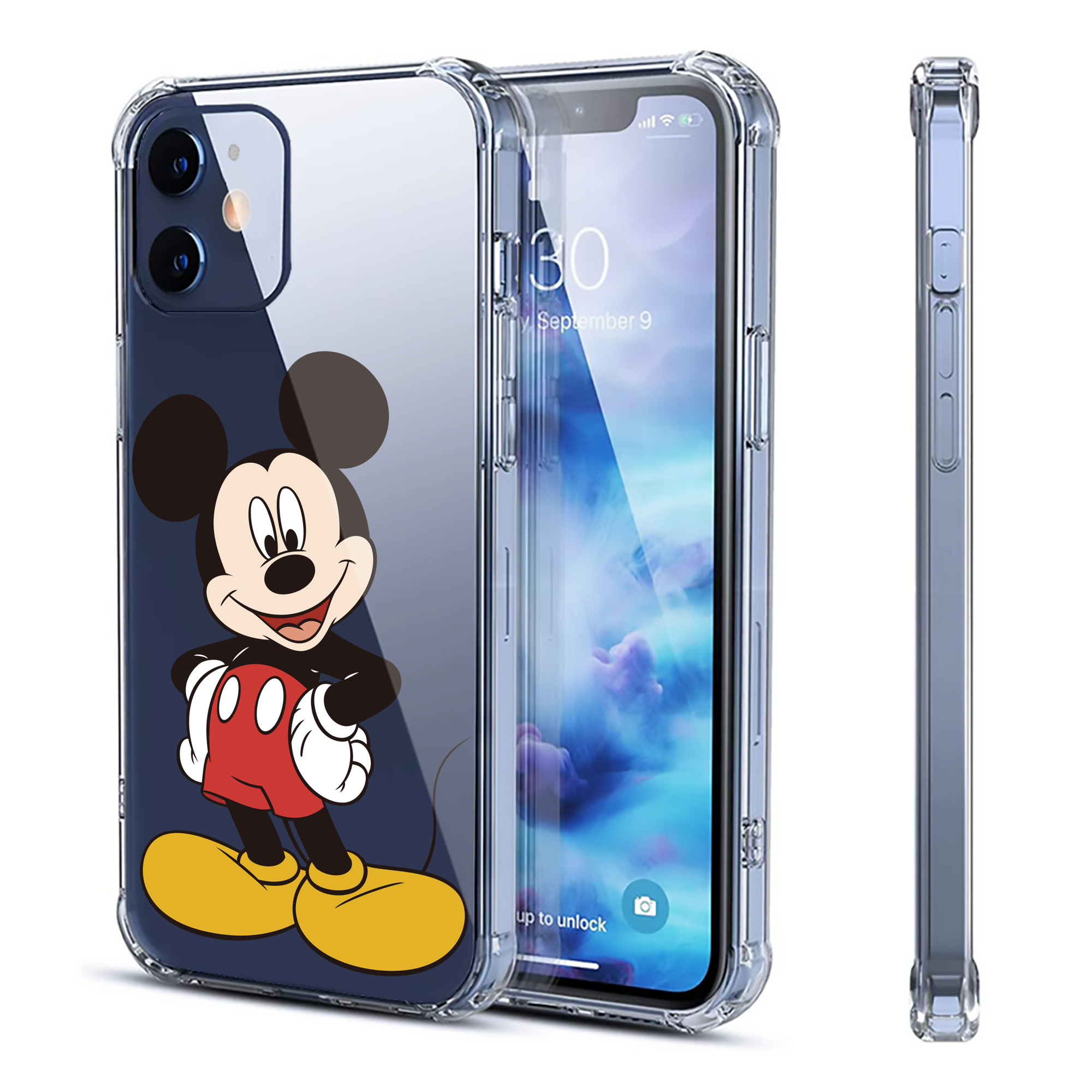 （画像用） ミッキーマウス Mickey Mouse 【iPhone 12シリーズ対応】透明スマホケース（クリアソフトケース）